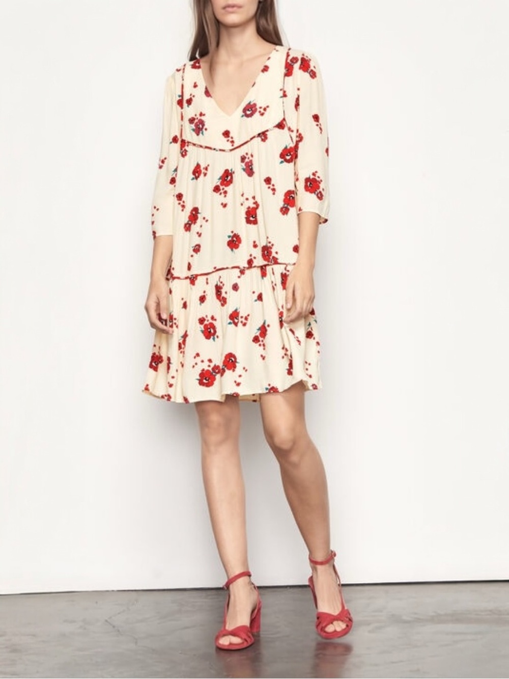 ba&sh Blabe Floral Mini Dress Size 3 US 10 Boho 100% Viscose Parisian